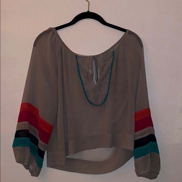 Wendy Katlen Tops - Gray / colorful chiffon top